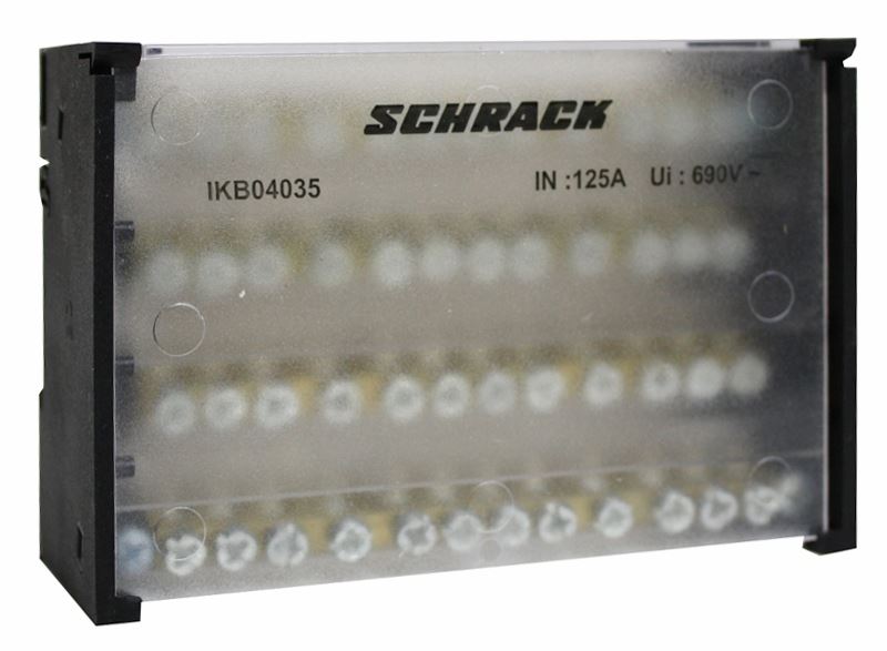 SCHRACK Svorkovnice 4-pólová 125A,přívod 1x35mm2, vývod 10x16mm2