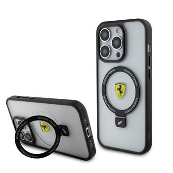Ferrari Ring Stand MagSafe Zadní Kryt pro iPhone 15 Pro Transparent/Black Outline