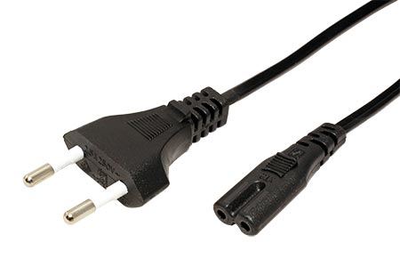 Kabel síťový 2pinový, CEE 7/17(M) - IEC320 C7, černý, 1,8m