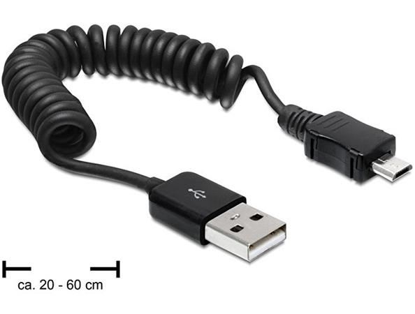Delock kabel USB 2.0 A samec > USB micro B samec, kroucený kabel