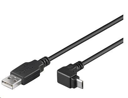 PREMIUMCORD Kabel USB 2.0 A-Micro B propojovací úhlový 90st. 2m (černý)