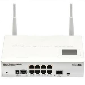 MikroTik Cloud Router Switch CRS109-8G-1S-2HnD-IN, AR9344, 128MB, 8xGLAN, 1xSFP, 802.11b/g/n, OS L5, LCDpan, case, PSU